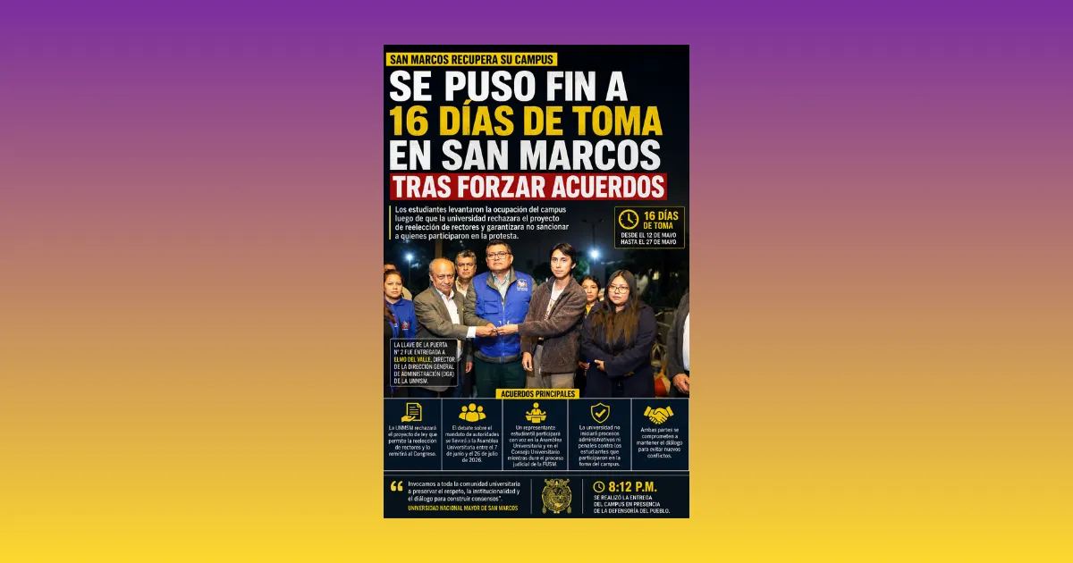 Se puso fin a 16 días de toma en San Marcos tras forzar acuerdos