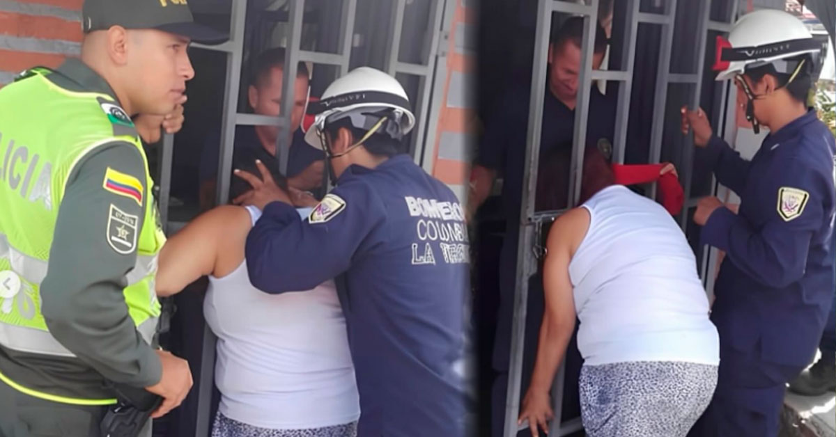 Mujer quedó atrapada en una reja por "espiar" a su vecina y se volvió viral en redes sociales