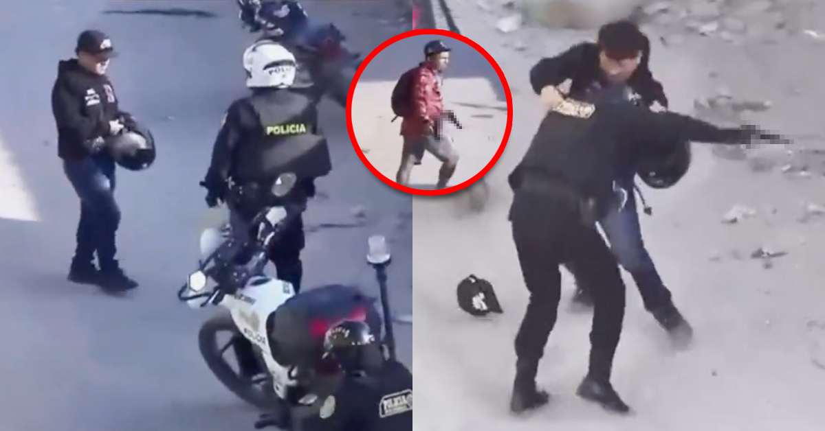 Policías motorizados son asaltados por delincuentes en plena vía pública y les roban sus armas