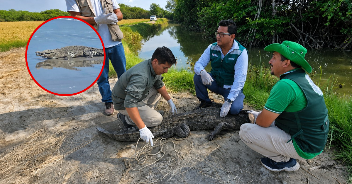 Retornan a su hábitat natural a cocodrilo de Tumbes hallado en playa Los Órganos de Piura