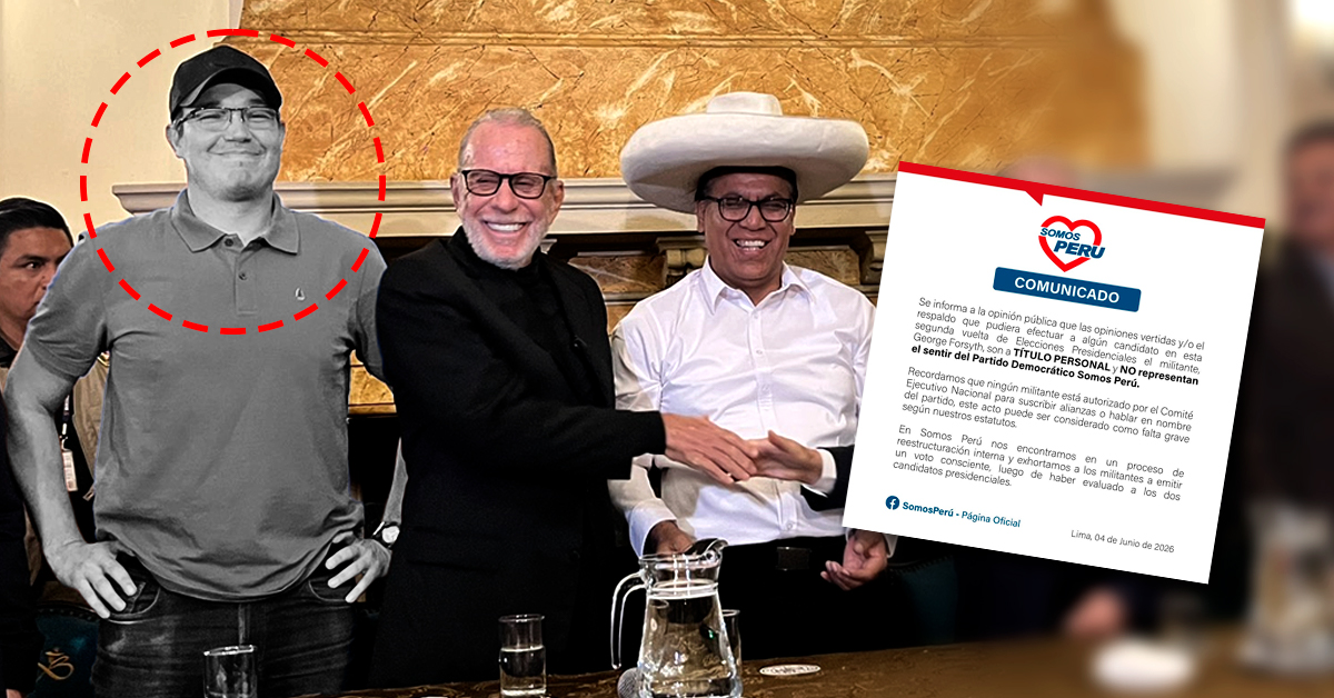 Segunda Vuelta 2026: Somos Perú se deslinda de George Forsyth tras su apoyo a Roberto Sánchez