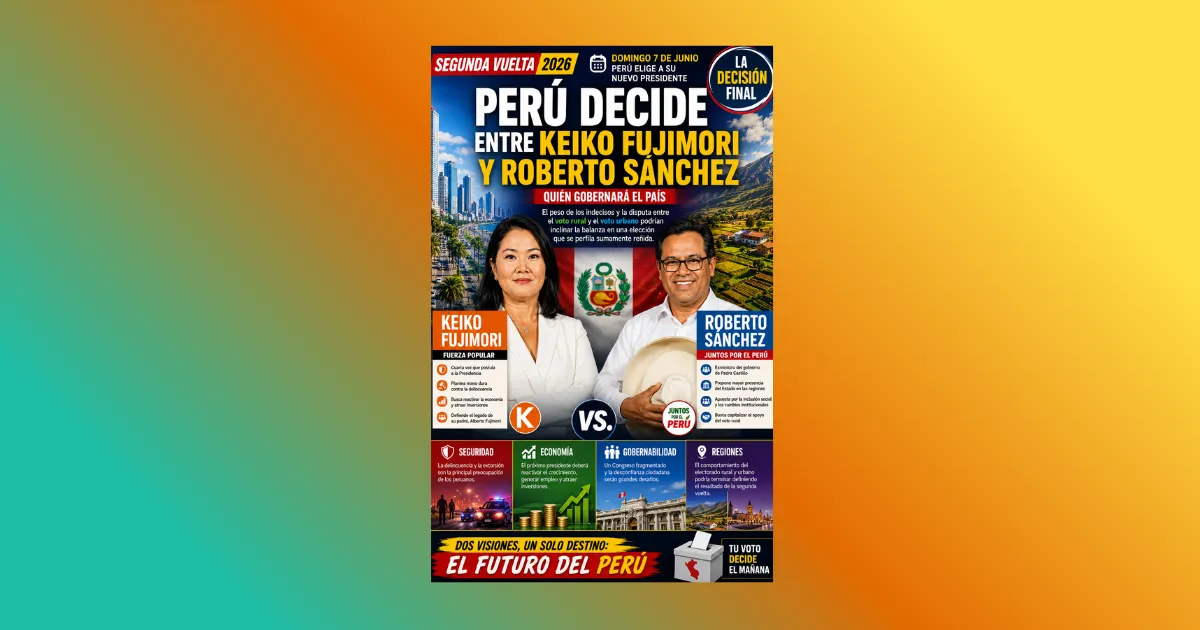 Perú decide entre Keiko Fujimori y Roberto Sánchez quién gobernará el país