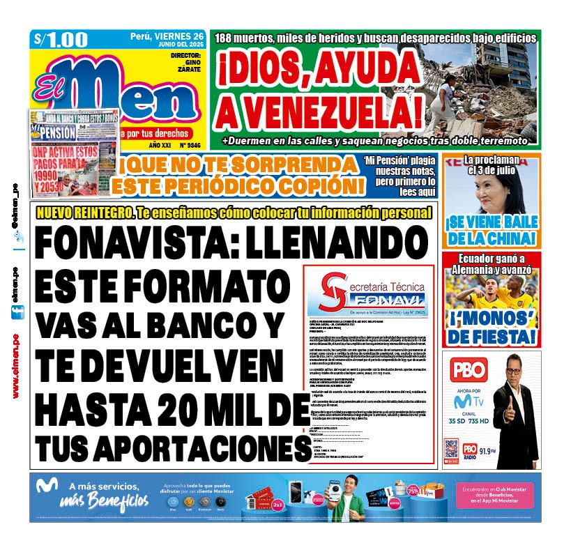 Portada Diario El Men (26/6/2026)
