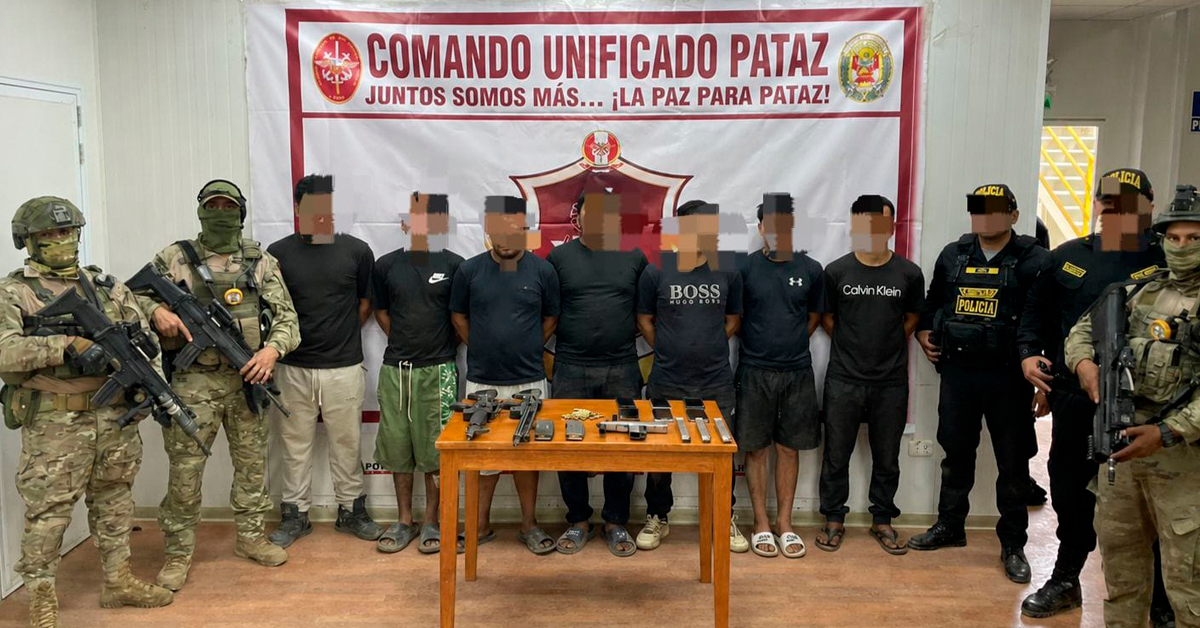 Pataz: Comando Unificado detiene a 26 presuntos miembros de la organización criminal "La Nueva Alianza con diversos armamentos