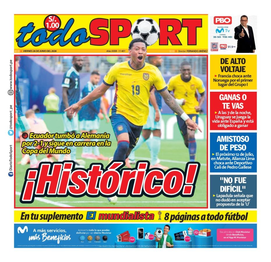 Portada Diario TodoSport (26/06/2026)