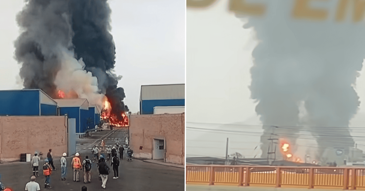 Incendio de grandes proporciones consume fábrica en Lurín: Al menos 10 unidades de bomberos atienden la emergencia