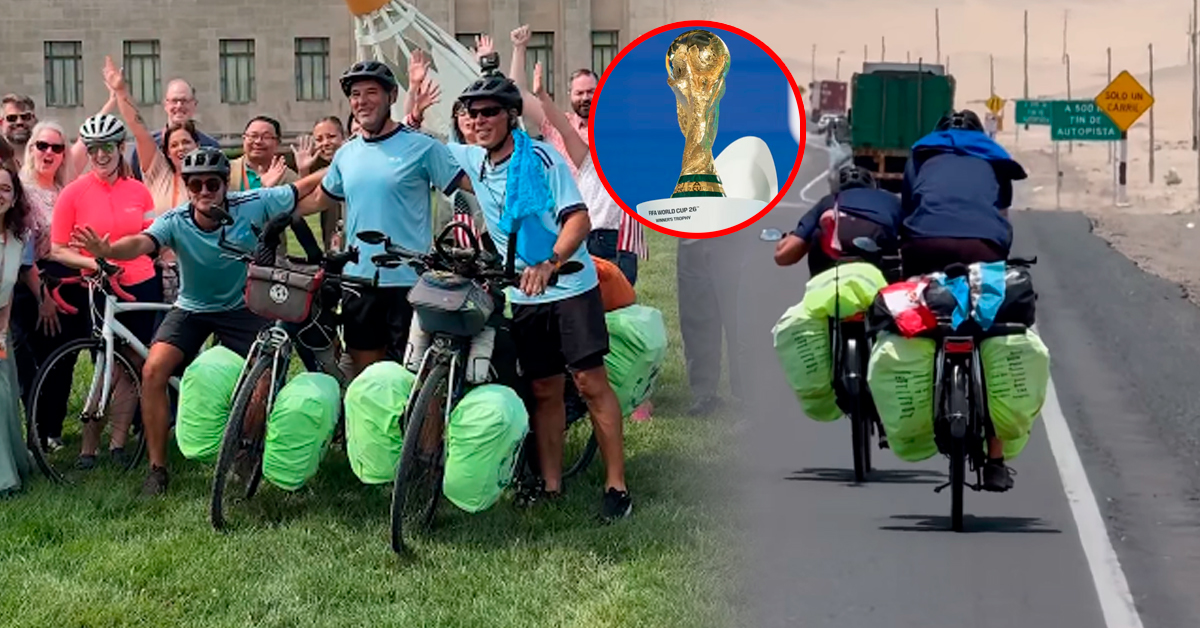 Tres amigos viajan de Argentina a EE.UU. en bicicleta rumbo al Mundial 2026 para ver a su selección