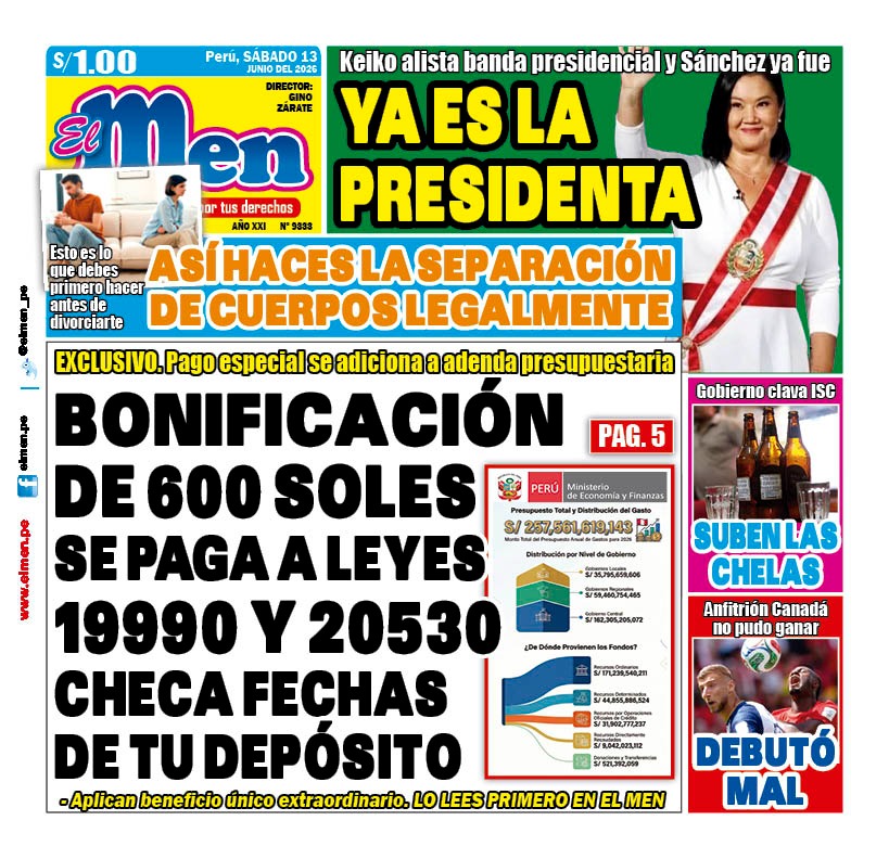 Portada Diario El Men (13/6/2026)