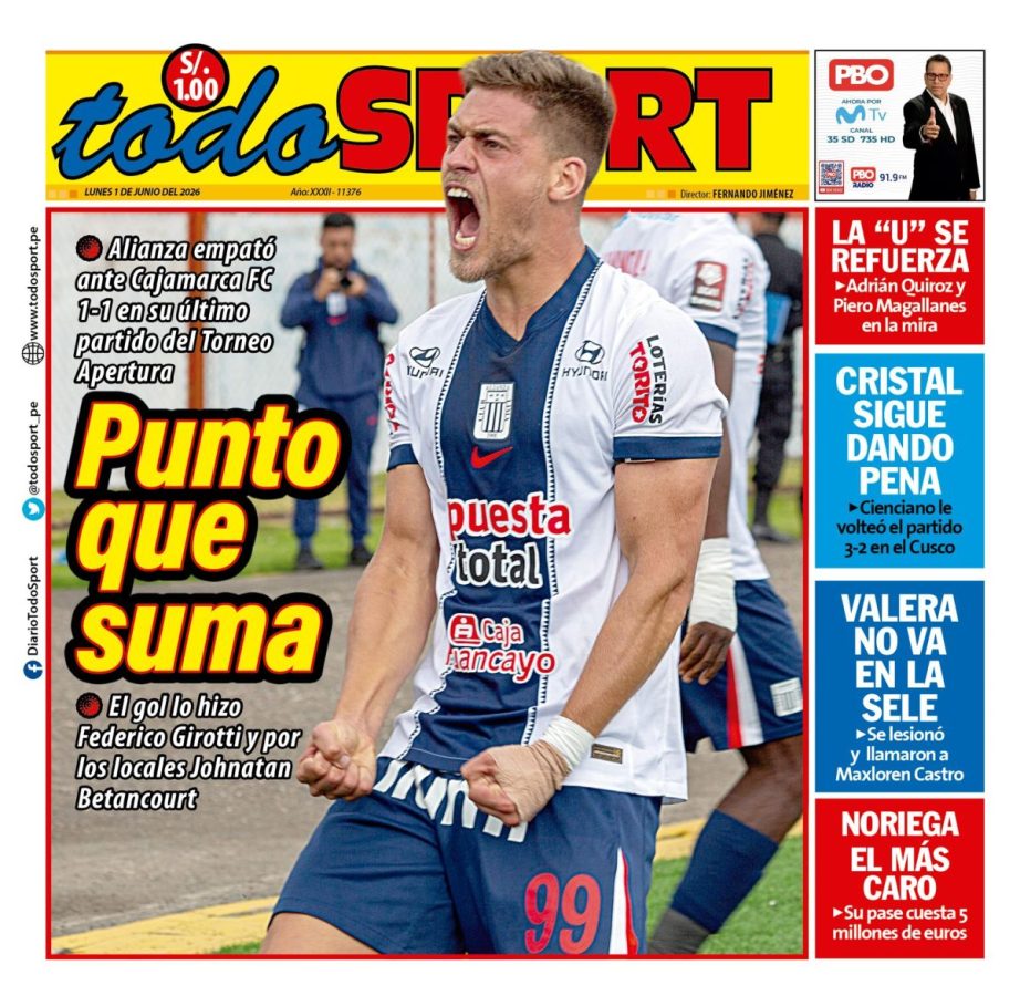 Portada Diario TodoSport (1/06/2026)