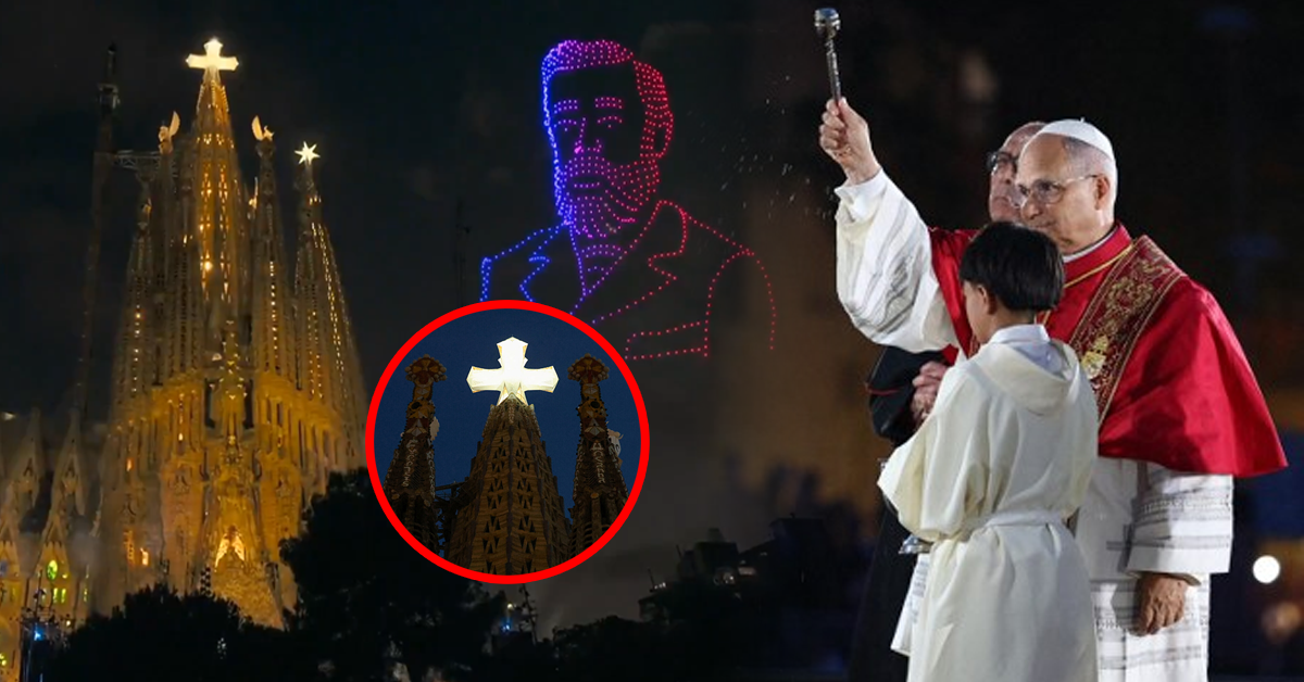 León XIV en España: Papa bendice e inaugura la Torre de Jesucristo de la Iglesia de la Sagrada familia