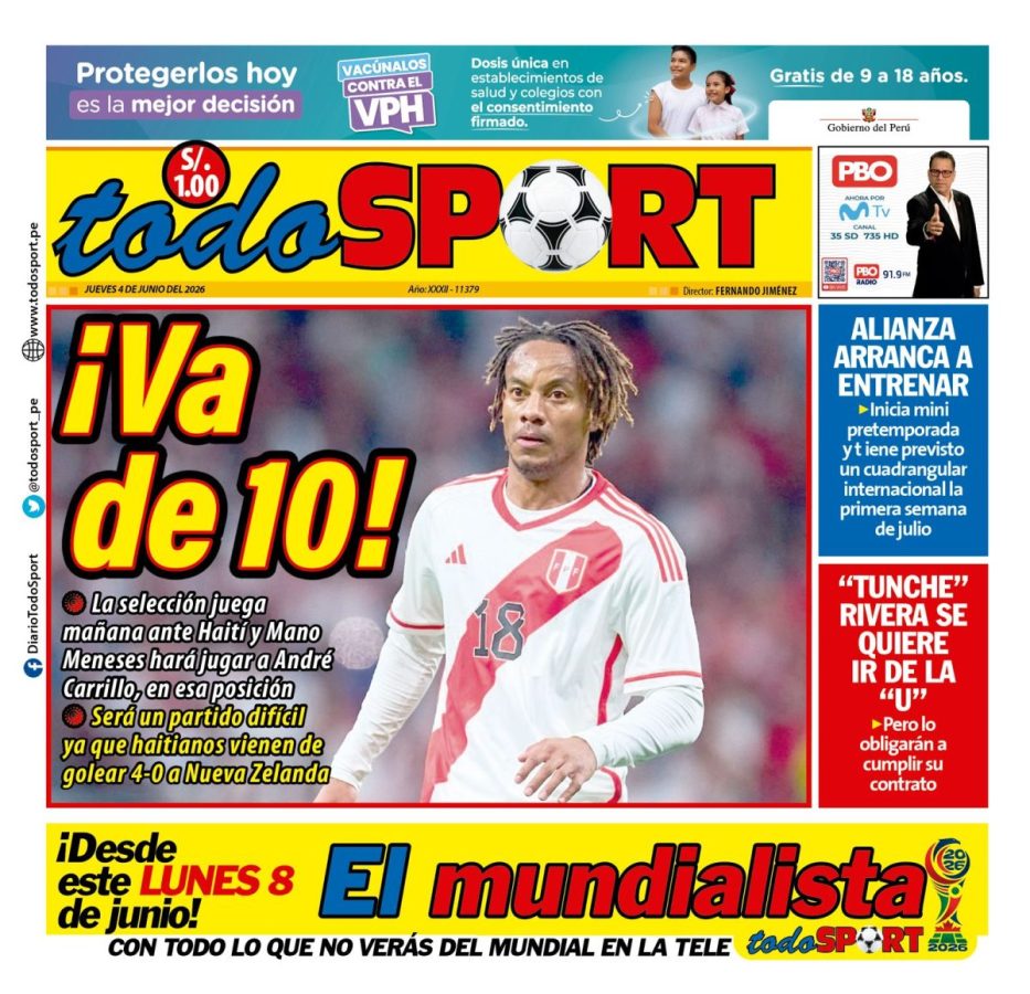 Portada Diario TodoSport (4/06/2026)