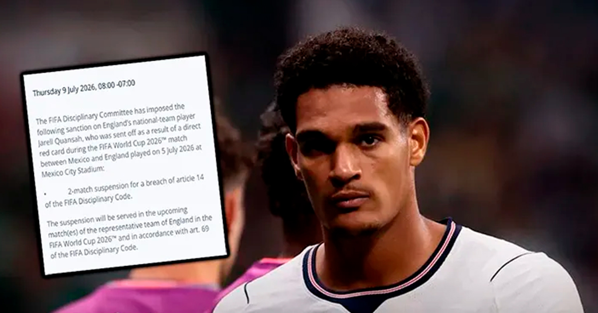 FIFA castiga a Jarell Quansah: Inglaterra pierde a su defensor por dos partidos en la recta final del Mundial