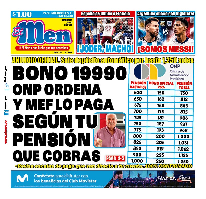 Portada Diario El Men (15/7/2026)