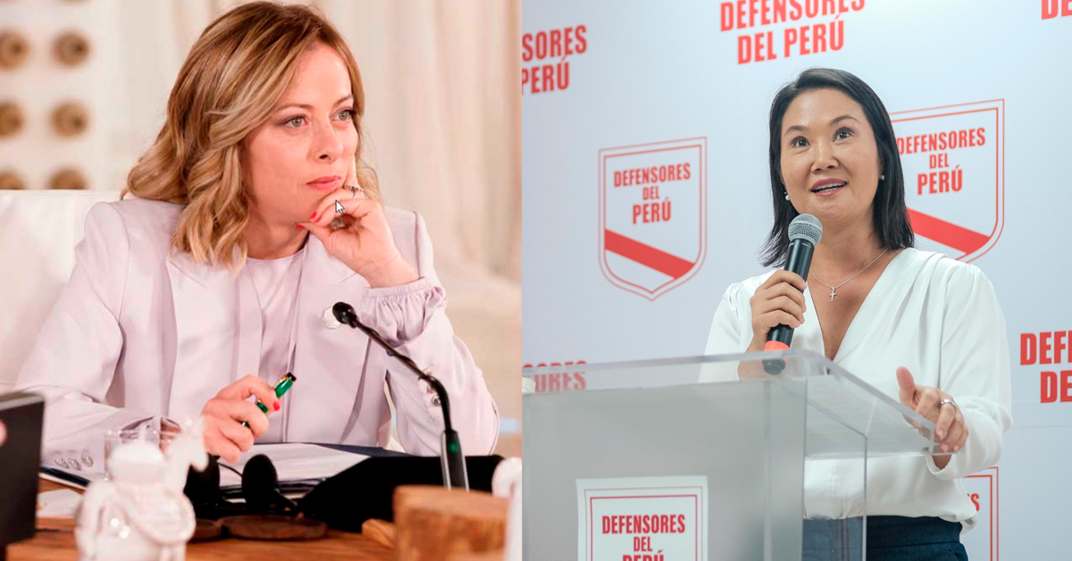 Primera ministra de Italia, Giorgia Meloni, saluda a Keiko Fujimori por su proclamación como presidenta electa del Perú