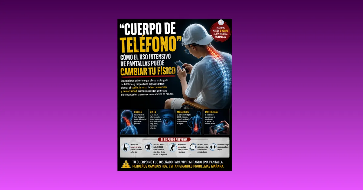 «CUERPO DE TELÉFONO»: CÓMO EL USO INTENSIVO DE PANTALLAS PUEDE CAMBIAR TU FÍSICO