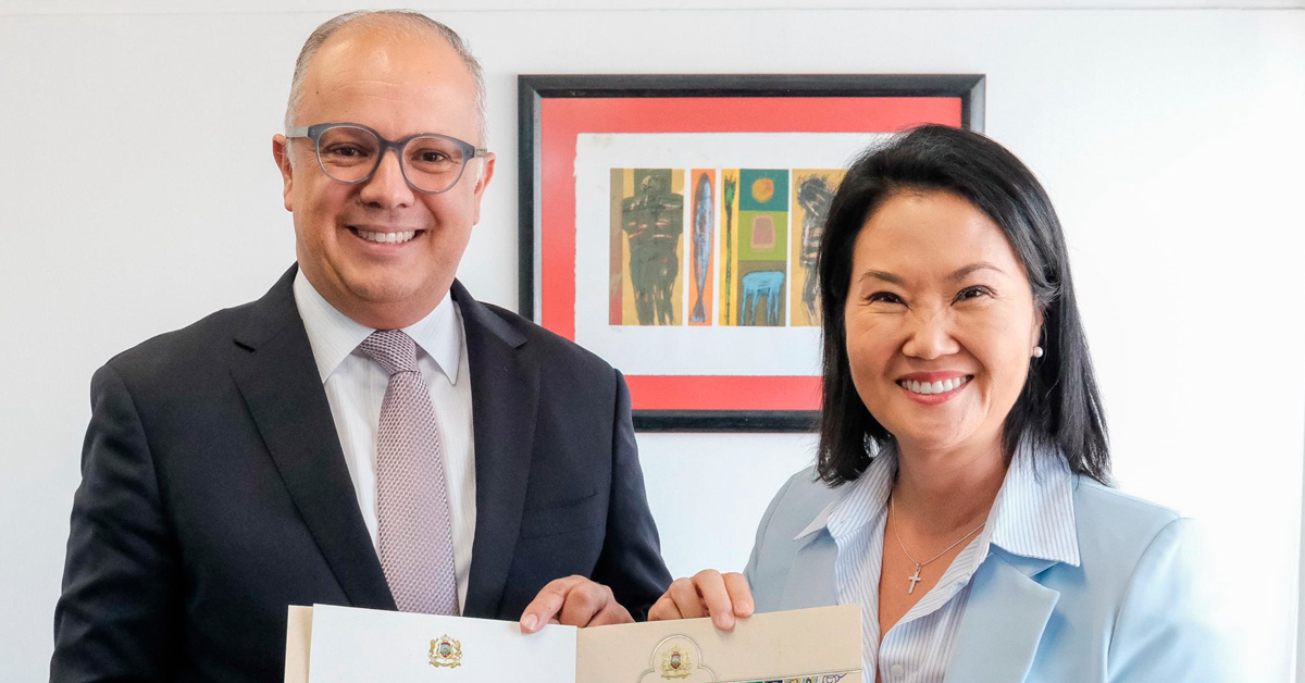 Keiko Fujimori sostiene encuentro con el embajador de Marruecos a horas de recibir su credencial por parte del JNE