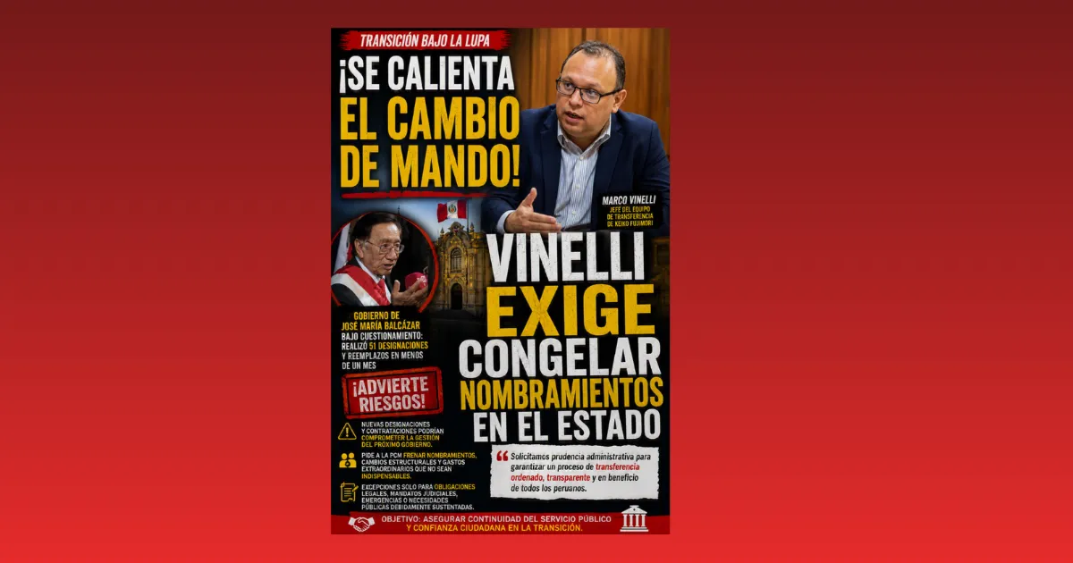 ¡SE CALIENTA EL CAMBIO DE MANDO! VINELLI EXIGE CONGELAR NOMBRAMIENTOS EN EL ESTADO