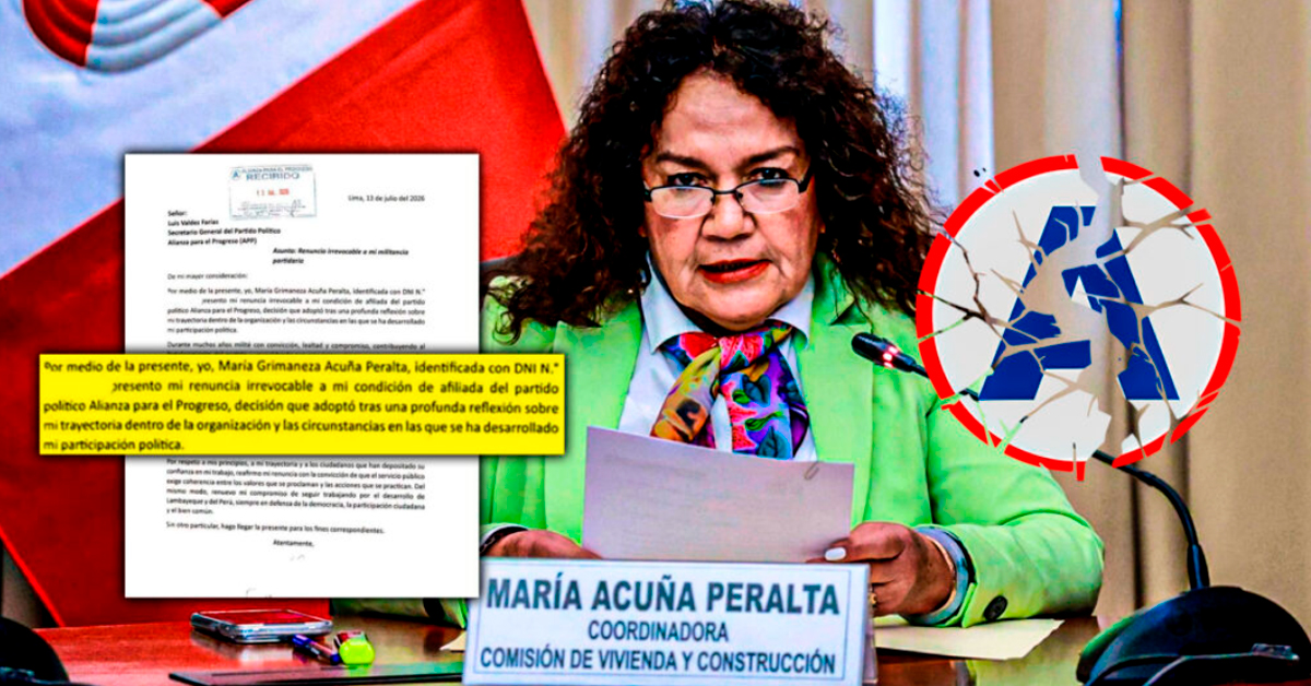 María Acuña renuncia a Alianza para el Progreso tras denunciar relegamiento interno