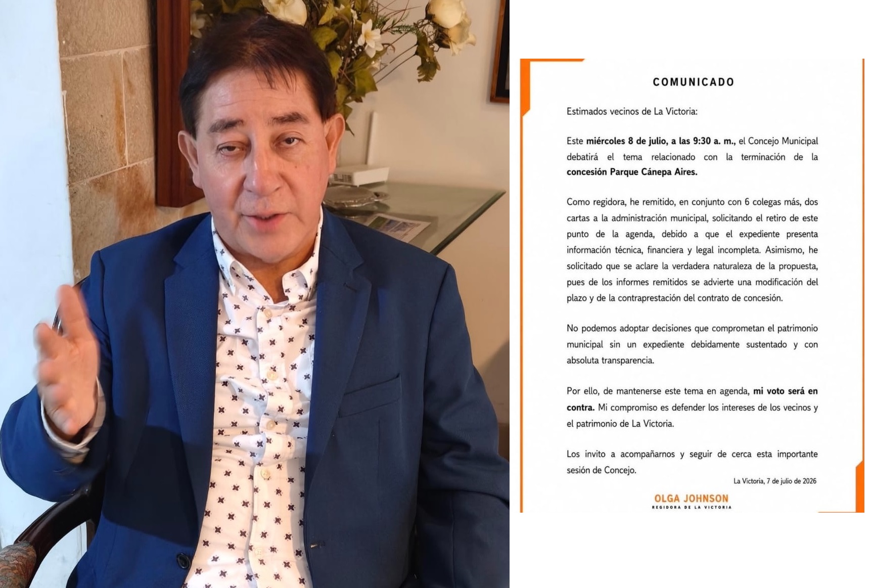 Regidores exigen retirar expediente para ampliar la concesión del Parque Cánepa